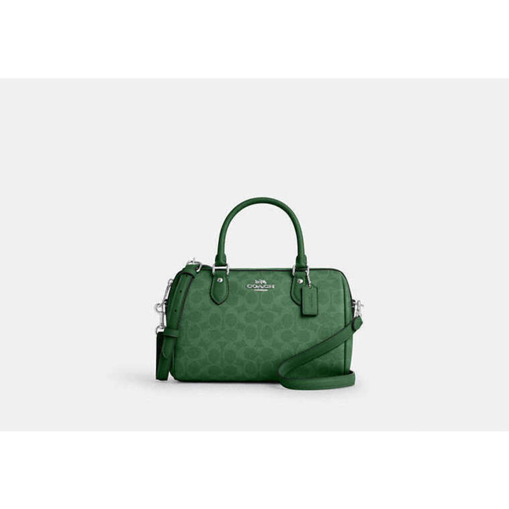 Coach Rowan Satchel Bag In Signature Canvas Bright Jade Green